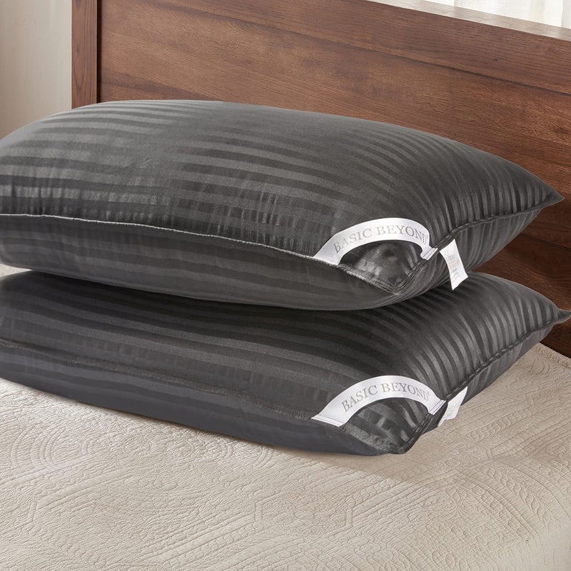Basic Beyond Queen Size Pillows for Sleeping  Soft Down Alternative Pillows Luxury Hotel Collection Bed Pillows Queen Size Set of 2Black20x28 Inches