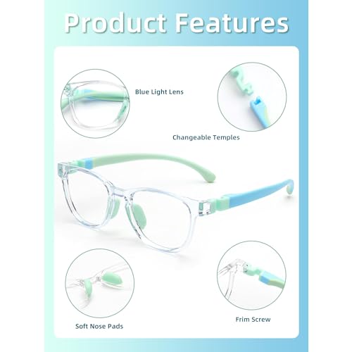 JM Kids Blue Light Glasses, Computer Gaming Grasses for Girls Boys Age 3-10, Anti Blue Ray TR90 Eyeglasses - Image 3