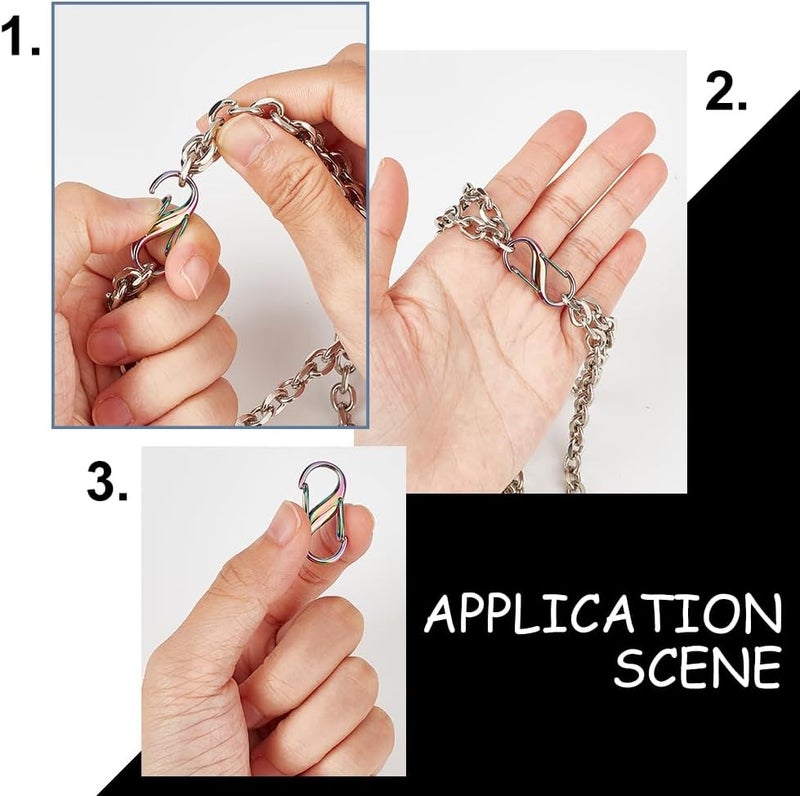 كلاراكو قطع من مشابك معدنية قابلة للتعديل من كلاركو لسلسلة المحفظة، مشبك حلقي مزدوج قوس قزح، مشبك على شكل حرف S، وصلات سلسلة الحقيبة، مشبك صغير، طول حزام سلسلة كروس بودي، مشبك قصير، ملحقات، 27 مم - Image 5