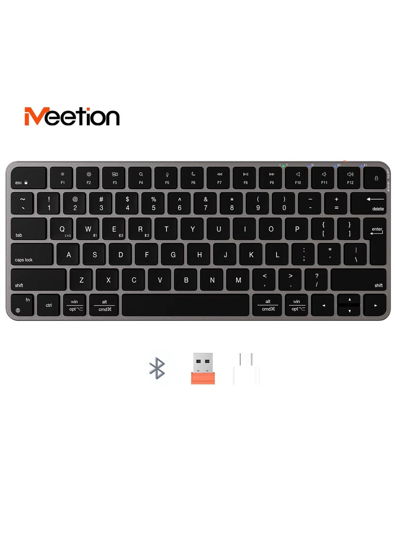 Meetion - Meetion Quite Slim Four Modes Wireless Ultra-thin Apple Keyboard ikey K210 Ingenious Spatial Economy Aesthetic Sobriety Redefined Universal Synchronization Protocol (Black) - Image 1