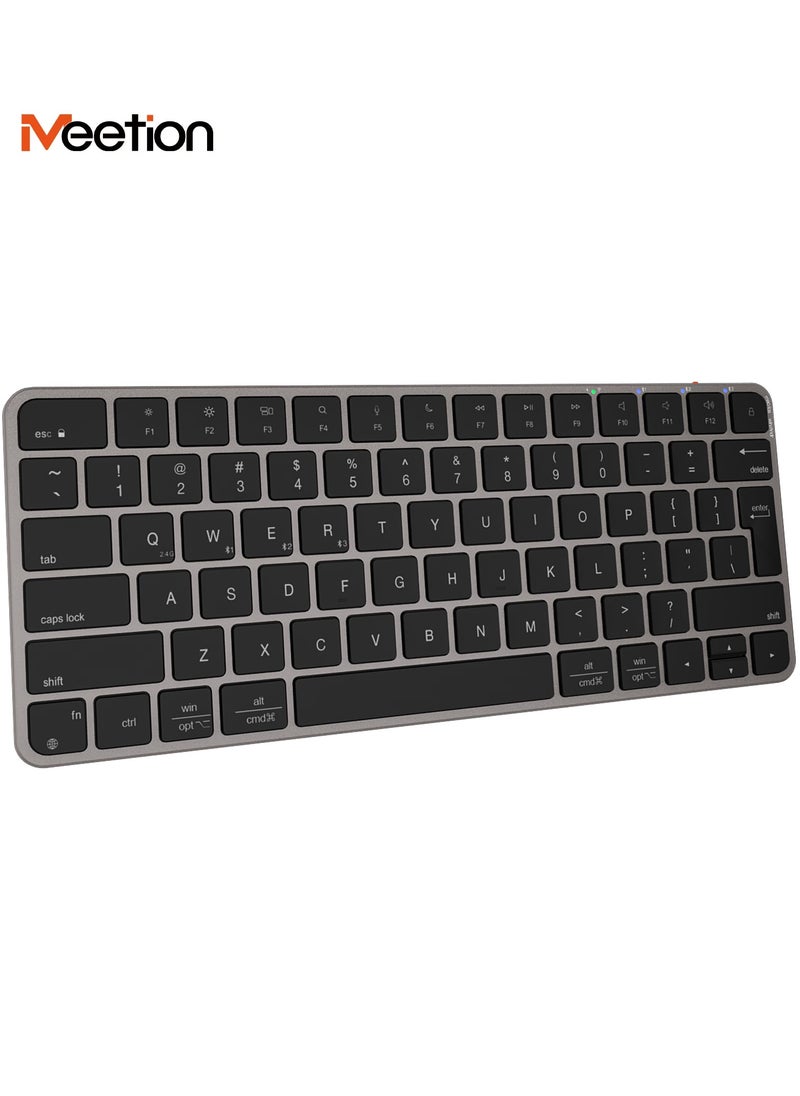 Meetion - Meetion Quite Slim Four Modes Wireless Ultra-thin Apple Keyboard ikey K210 Ingenious Spatial Economy Aesthetic Sobriety Redefined Universal Synchronization Protocol (Black) - Image 1