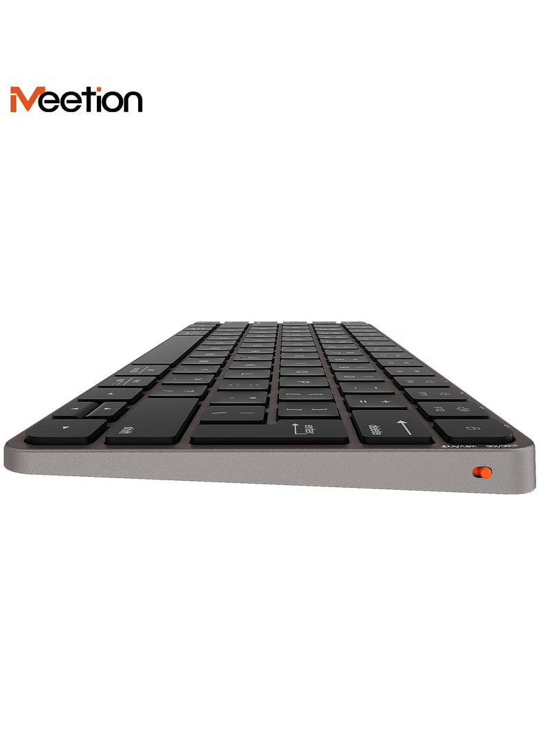 Meetion - Meetion Quite Slim Four Modes Wireless Ultra-thin Apple Keyboard ikey K210 Ingenious Spatial Economy Aesthetic Sobriety Redefined Universal Synchronization Protocol (Black) - Image 1