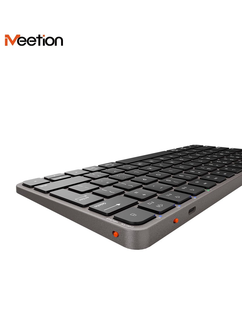 Meetion - Meetion Quite Slim Four Modes Wireless Ultra-thin Apple Keyboard ikey K210 Ingenious Spatial Economy Aesthetic Sobriety Redefined Universal Synchronization Protocol (Black) - Image 1