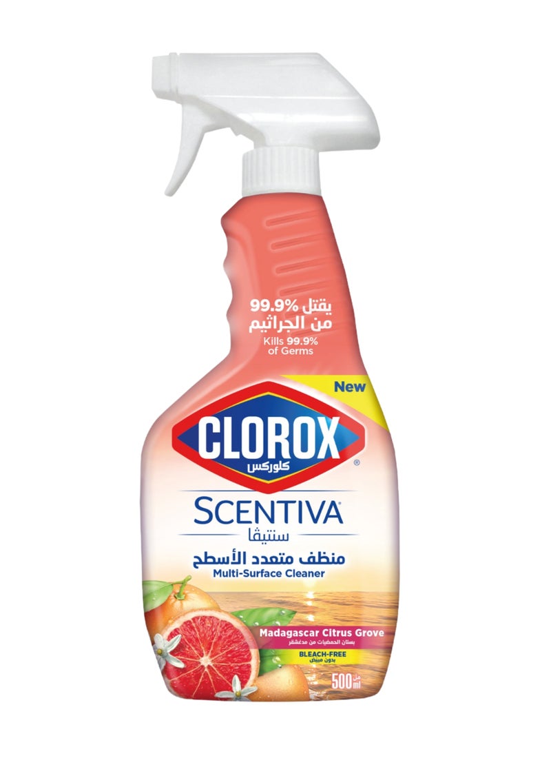 Clorox Scentiva Multi-Surface Cleaner Madagascar Citrus Grove Bleach Free Disinfectant Spray 500ml - Image 1