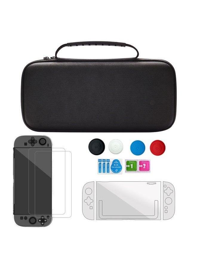 Generic Nintendo Switch 2 Storage Bag Suit Crystal SWITCH2 Case-Product Color:Switch Set, Package 1 + Tempered Film Left And Right Handle Cover Black Shell 4 Caps  - Image 4