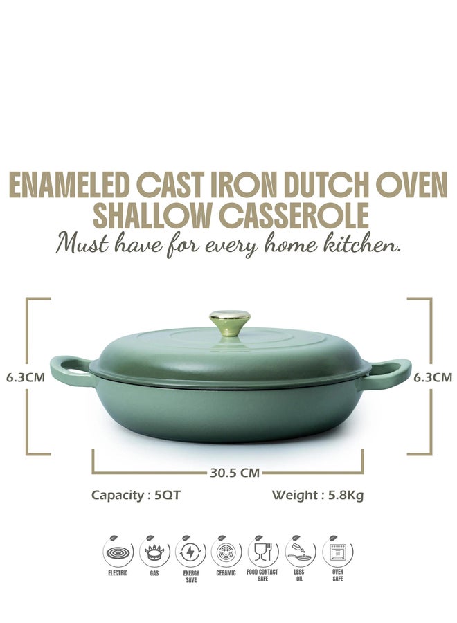 VAV GET Enameled Cast Iron Dutch Oven Shallow Casserole 12-inch - Image 3