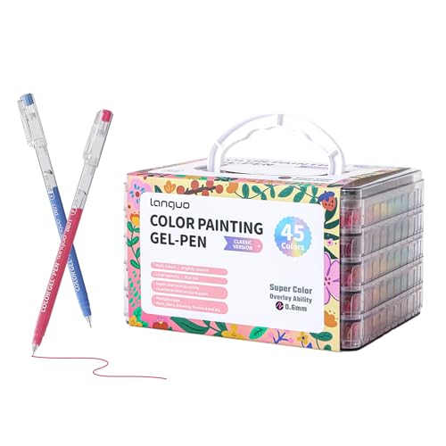 languo Gel Pens for Adult Coloring Books 45 Colors Set Gel Colored Pens Marker Perfect Gel Pens for Adult Drawing Doodling Journaling Art Supplies and DIY Crafts - Image 1