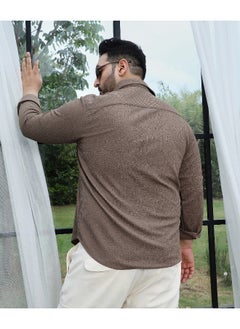 Instafab Plus Men's Tan Brown Stripe-Creased Shirt  - Image 5