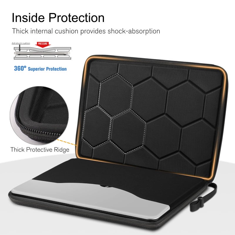 FINPAC حافظة لابتوب صلبة مقاس 14 بوصة من FINPAC متوافقة مع أجهزة Acer Chromebook و Lenovo و HP و ASUS و Dell و Acer لابتوب نوت بوك ألترا بوك، حقيبة كمبيوتر مقاومة للماء وصدمات، سوداء - Image 4