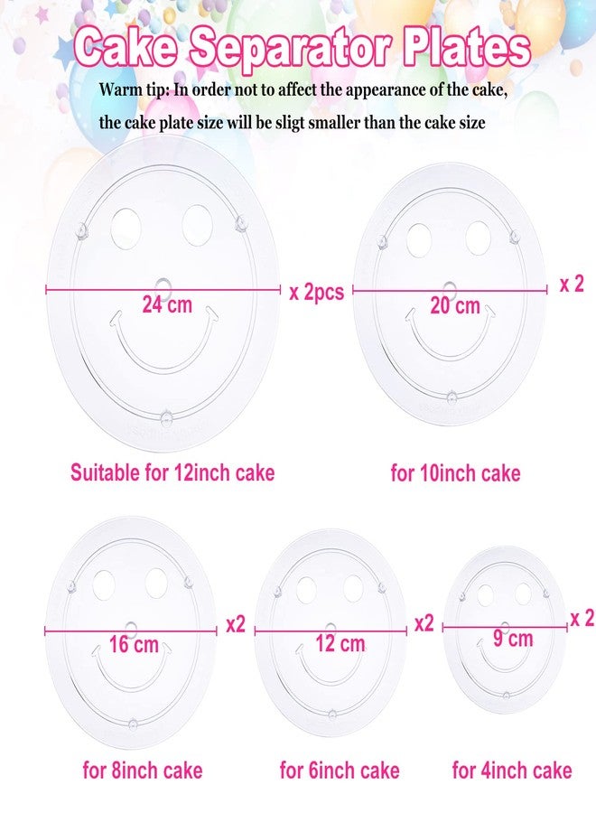 ZOEYES 80Pcs Cake Tier Stacking Kit 10Pcs Clear Cake Separator Plates for 4, 6, 8, 10, 12 Inch Cakes with 30Pcs Clear Cake Stacking Dowels and 40Pcs White Plastic Cake Sticks Support Rods for Tiered Cake - Image 3
