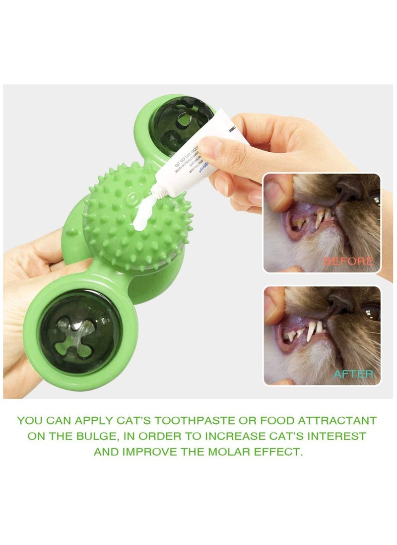 Generic - Interactive Windmill Cat Toys with Catnip : Cat Toys for Indoor Cats Funny Kitten Toys with LED Light Ball Suction Cup Cat Nip Toy for Cat Chew Exercise (Green) - Image 1