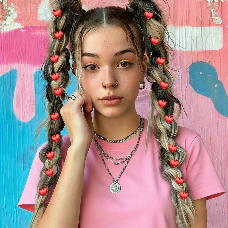 Exacoo 20pcs Mini Rhinestone Heart hair clips for Valentine's Day Pink/Hot Pink Tiny Hair Accessories for Women Girls Cute Small Clips for Date Daily Styling Themed-Party - Image 4