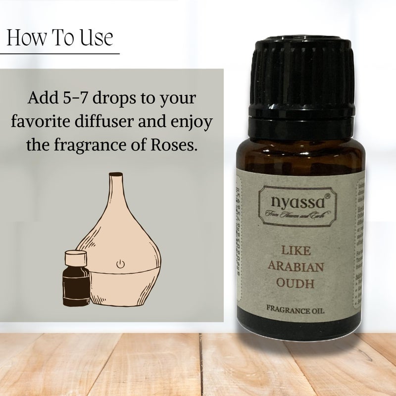 NYASSA Arabian Oud Fragrance Oil 10ml - Woody & Spiritual Aroma | Diffuser/Essential Oil for Home Fragrance, Candle, Hotel, Spa | Strong, Long-Lasting Scent | Best for Aromatherapy, Yoga & Meditation - Image 3