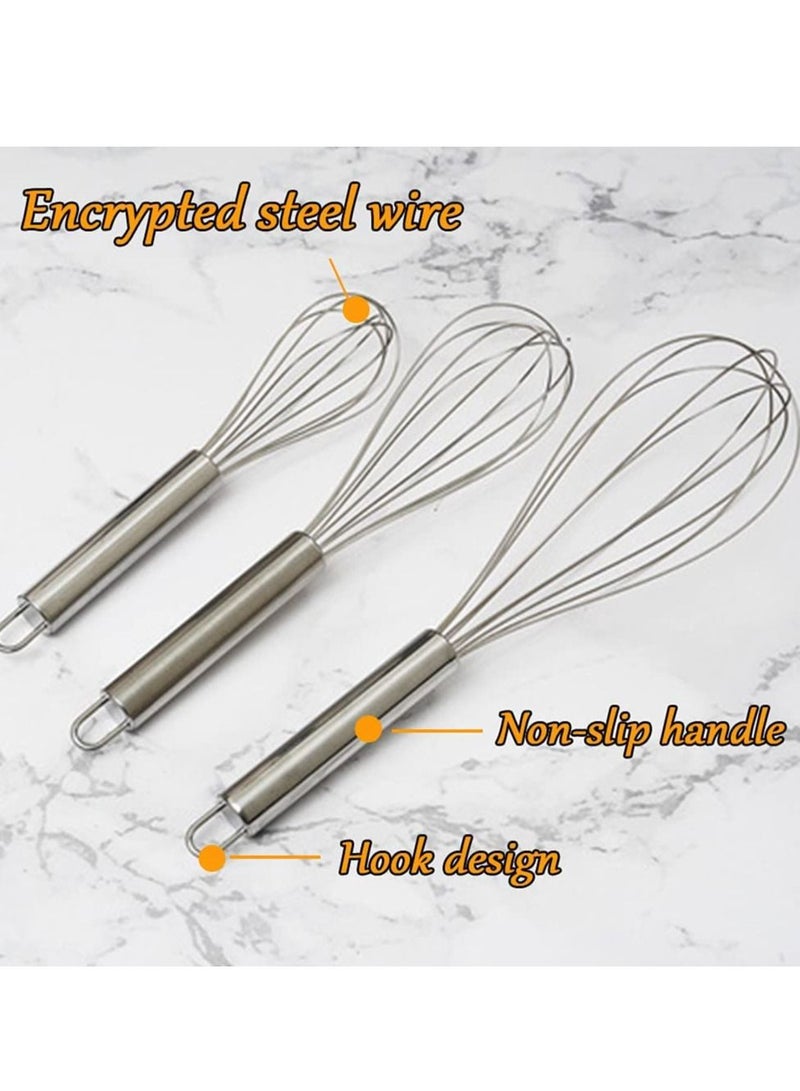 NIBEMINENT 3 Pcs Stainless Steel Whisk Kitchen Egg Frother Milk Beater Blender Tool  - Image 4