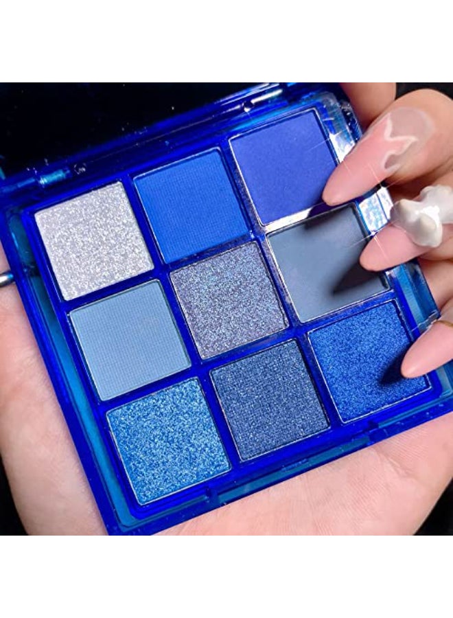Yeweian 9Color Glitter Matte Blue Eyeshadow Palette Silver Grey Light Blue Highly Pigmented Waterproof Corpse Bride Makeup for Blue Eyes - Image 1