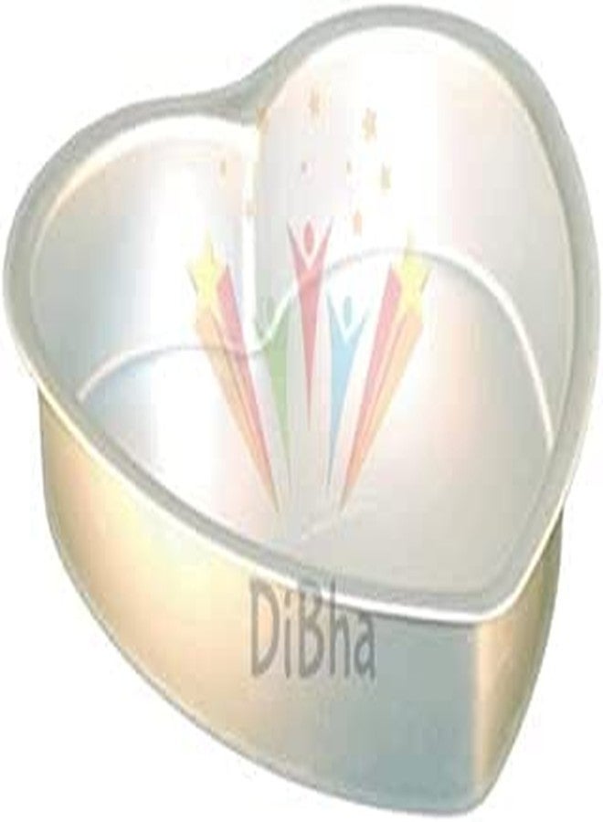 DiBha Aluminium Heart/ Dil Shape Cakes Pastry Moulds/ Baking Tins Pan, Set of 1 - 6x6x2.5 inch for Oven - Image 1