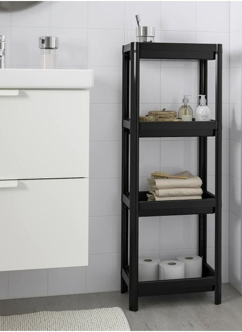 4 Layer Shelving Unit Shelf Black 36x23x100 cm
