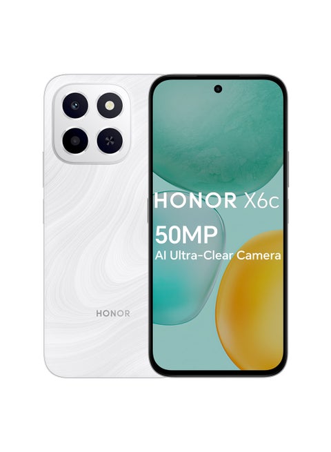 X6c ثنائي الشريحة 4G أبيض ضوء القمر 6GB RAM 256GB - نسخة الشرق الأوسط