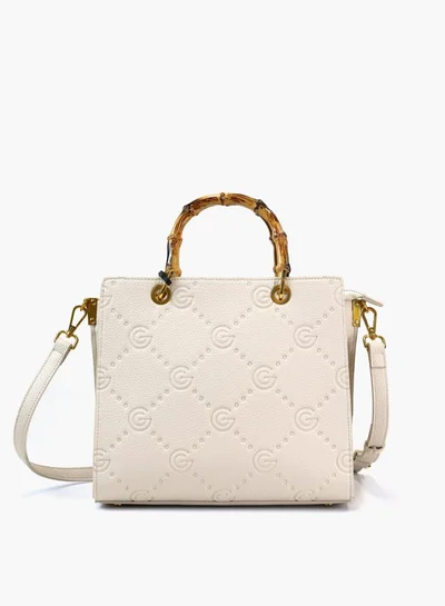 Gabriella Gucci Gabriella Gucci Monogram Embossed Tote Bag with Top Handle and Zip Closure