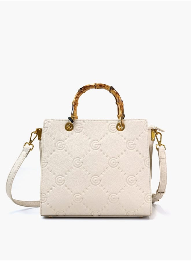 Gabriella Gucci - Gabriella Gucci Monogram Embossed Tote Bag with Top Handle and Zip Closure - Image 1