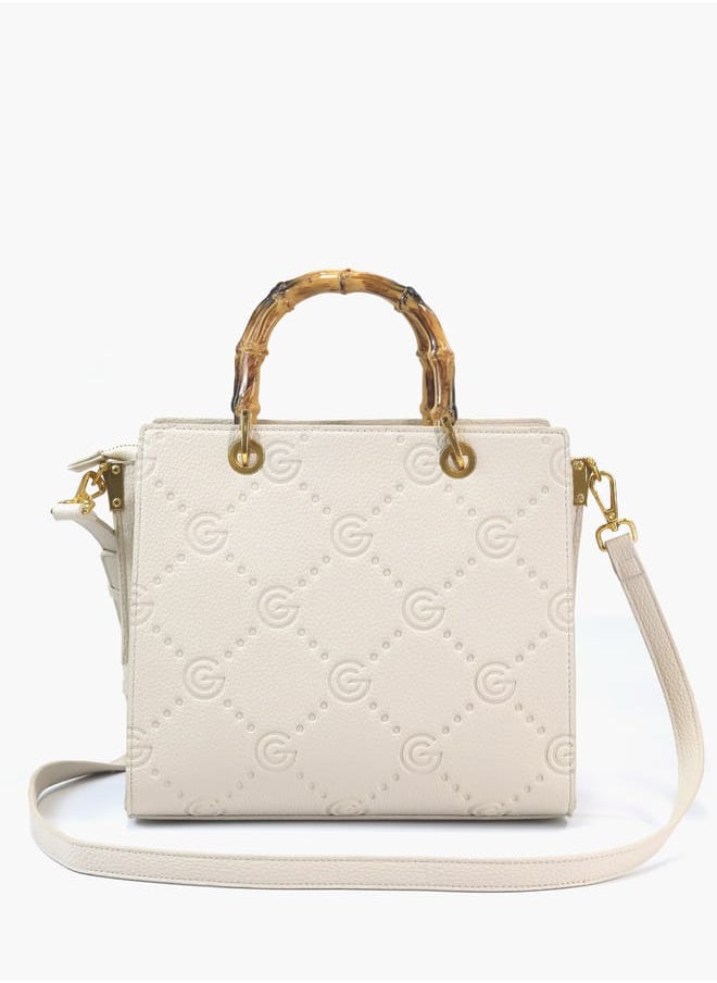 Gabriella Gucci - Gabriella Gucci Monogram Embossed Tote Bag with Top Handle and Zip Closure - Image 1