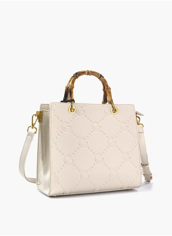 Gabriella Gucci - Gabriella Gucci Monogram Embossed Tote Bag with Top Handle and Zip Closure - Image 1