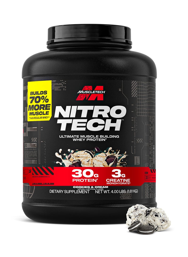 MuscleTech Nitrotech Whey Protein Isolate And Peptides With Cookies And Cream 4lb - Image 1