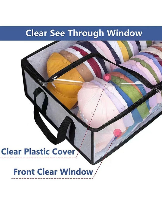 حقيبة تخزين، صناديق تخزين ملابس قابلة للطي، منظمات خزانة وموفرة للمساحة مع نافذة شفافة ومقابض حمل حقيبة تخزين متعددة الوظائف للقبعات والملابس والألعاب والكتب 50*41*16.5 سم - Image 4