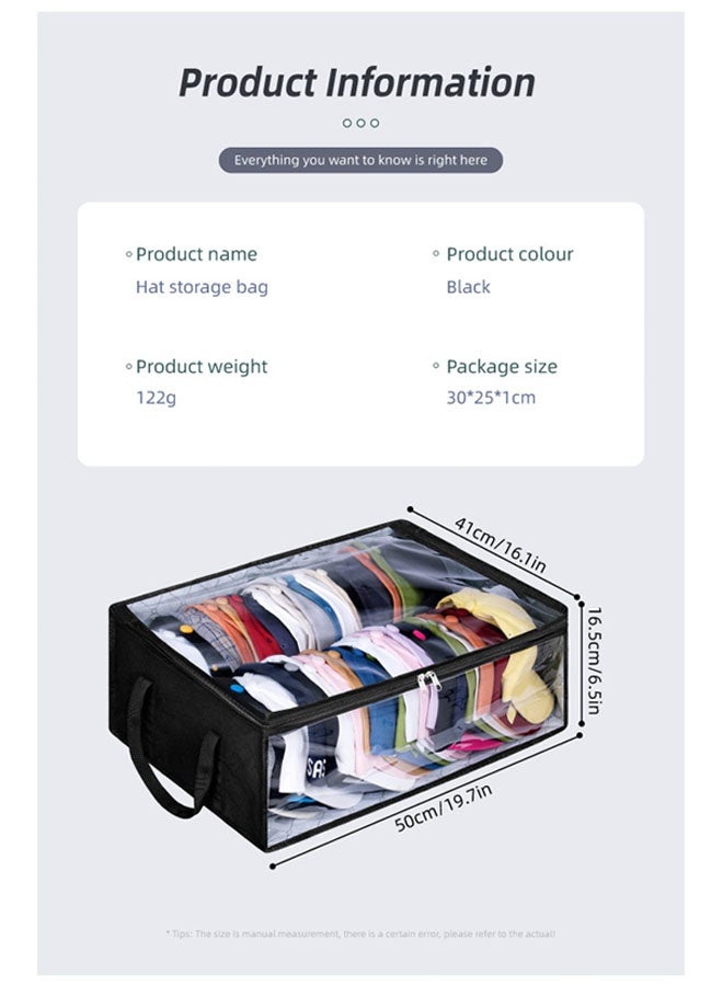 حقيبة تخزين، صناديق تخزين ملابس قابلة للطي، منظمات خزانة وموفرة للمساحة مع نافذة شفافة ومقابض حمل حقيبة تخزين متعددة الوظائف للقبعات والملابس والألعاب والكتب 50*41*16.5 سم - Image 2