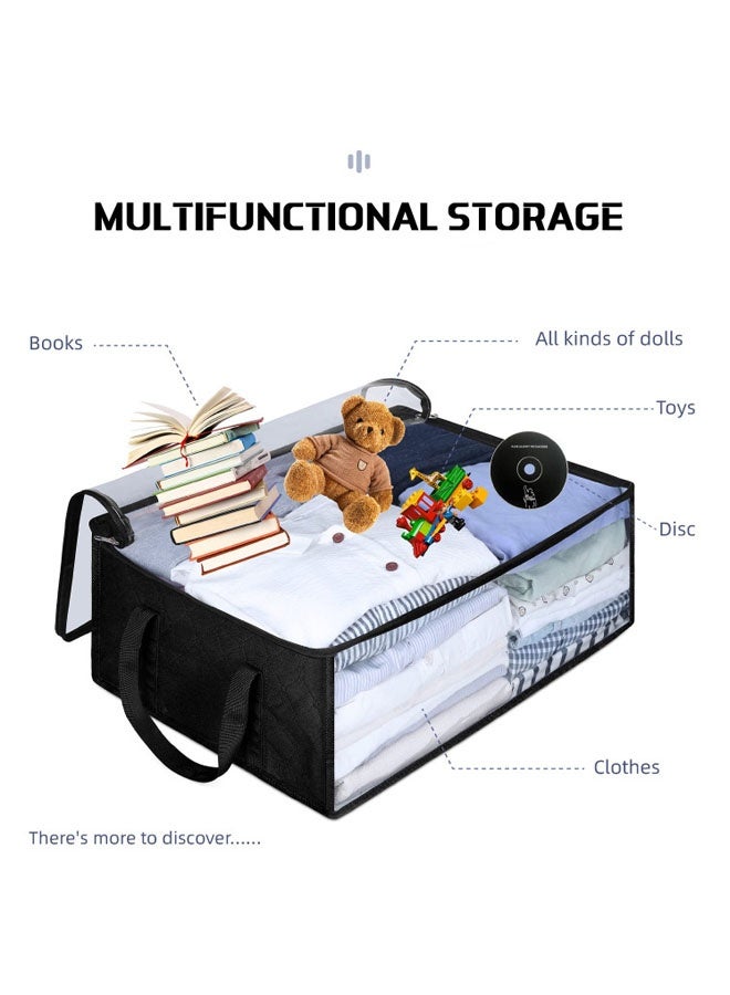 حقيبة تخزين، صناديق تخزين ملابس قابلة للطي، منظمات خزانة وموفرة للمساحة مع نافذة شفافة ومقابض حمل حقيبة تخزين متعددة الوظائف للقبعات والملابس والألعاب والكتب 50*41*16.5 سم - Image 3
