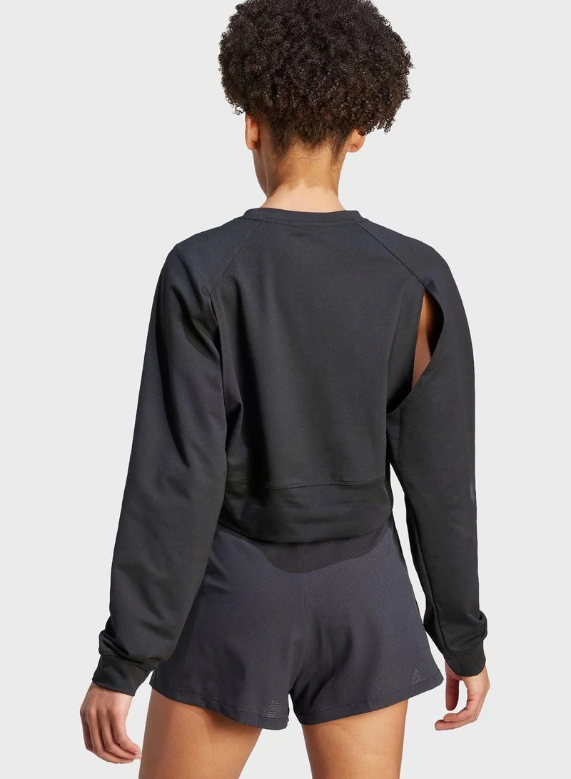 Adidas Power Cover Up Black Training Sweatshirts For Women Xs