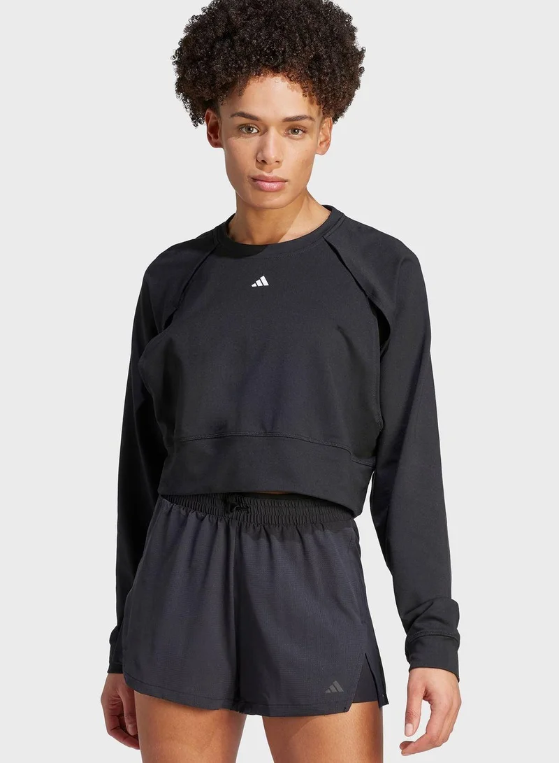 Adidas Power Cover Up Black Training Sweatshirts For Women Xs