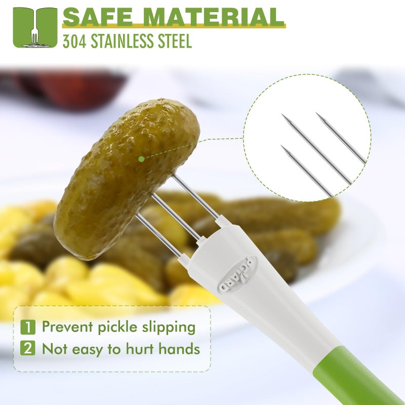 PGYARD 2 Pack Pickle Fork Pickle Grabber Tool-Pickle Picker for the jar, Kitchen Gadgets Pickle Gifts Suitable for Olives Green - Image 4