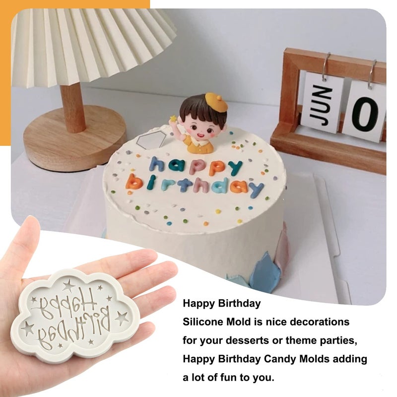Sijiangmold Happy Birthday Silicone Molds Birthday Alphabet Fondant Silicone Mold Chocolate Molds Letters Silicone Fondant Cake Molds For Cake Decorating Cupcake Topper Polymer Clay Set Of 6 - Image 3