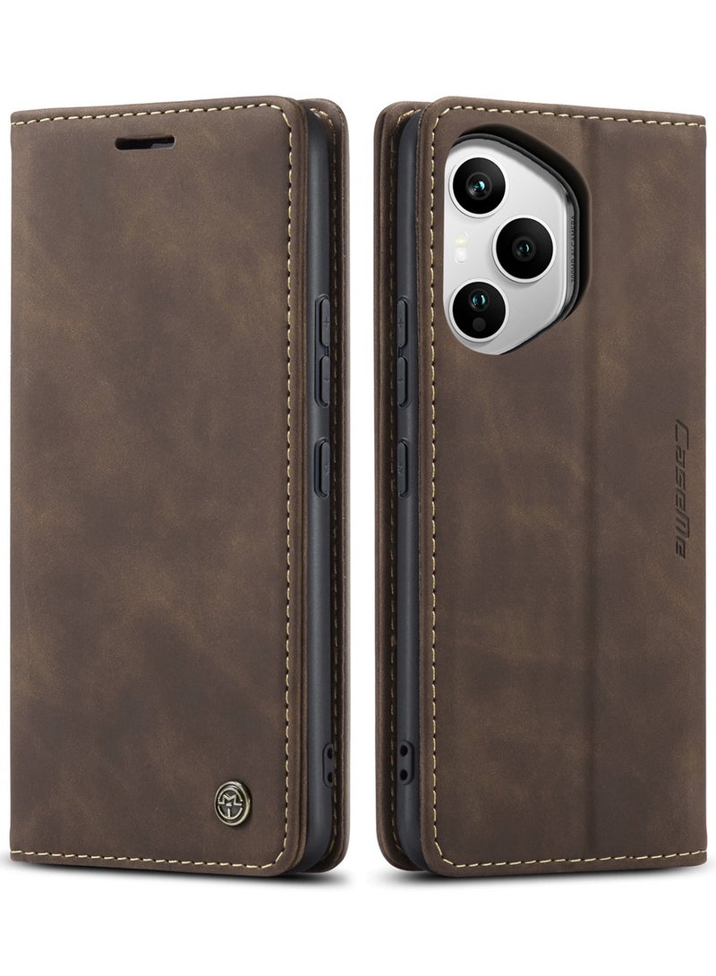 CaseMe Phone Case Luxury PU Leather Design 013 Flip Cover Card Slot Holder Cover For Honor 400 Pro (Coffe) - Image 1