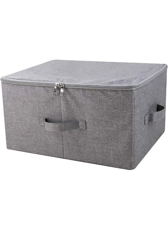 iwill CREATE PRO Folding Storage Box With Zip Lid And Handles, Storage Basket With Linen Fabric, Closet Shelf Drawers, Dark Grey, 2 Pieces  - Image 4