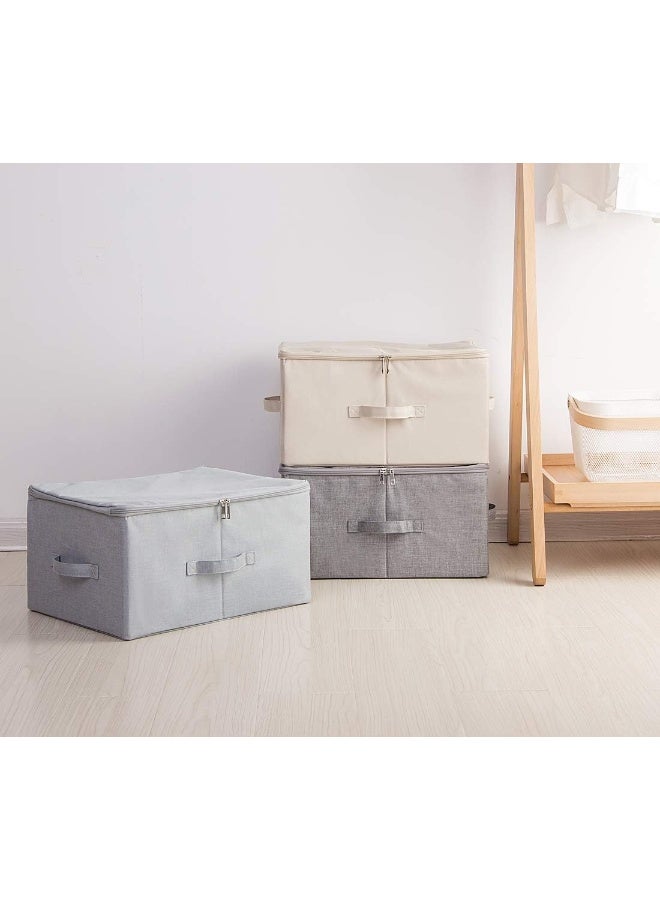 iwill CREATE PRO Folding Storage Box With Zip Lid And Handles, Storage Basket With Linen Fabric, Closet Shelf Drawers, Dark Grey, 2 Pieces  - Image 5