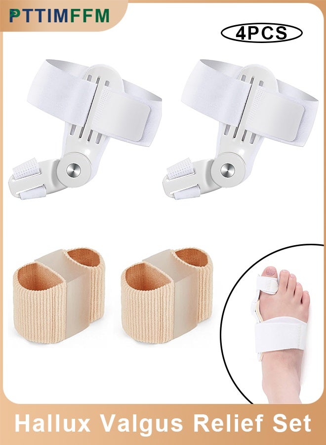 بتيمفم طقم تقويم العظام لتصحيح إبهام القدم وفاصل أصابع القدم لتخفيف إبهام القدم الأروح، جبيرة قابلة للتعديل وفواصل جل لأصابع القدم لمحاذاة أصابع القدم وتسكين الألم والحفاظ على صحة القدم على المدى الطويل للرجال والنساء. - Image 1