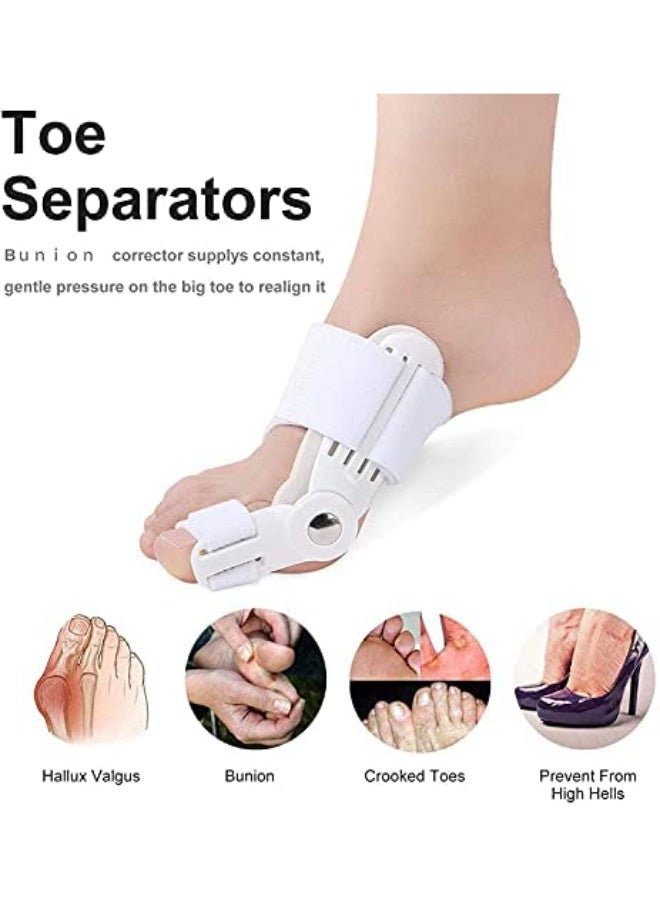 بتيمفم طقم تقويم العظام لتصحيح إبهام القدم وفاصل أصابع القدم لتخفيف إبهام القدم الأروح، جبيرة قابلة للتعديل وفواصل جل لأصابع القدم لمحاذاة أصابع القدم وتسكين الألم والحفاظ على صحة القدم على المدى الطويل للرجال والنساء. - Image 3