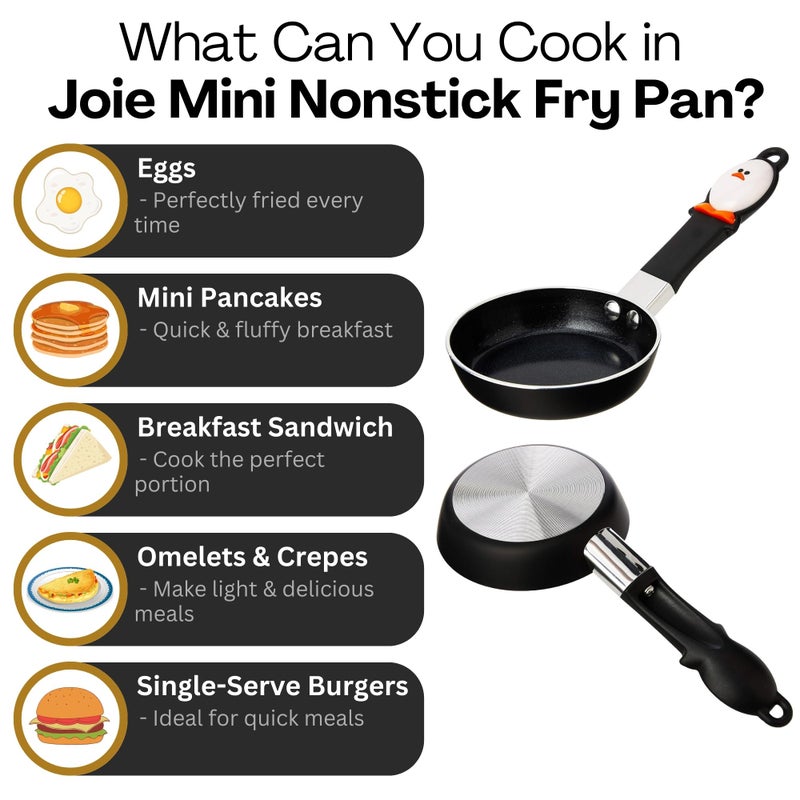 Joie Mini Nonstick Fry Pan – 4.5-Inch Nonstick Egg Pan with Heat-Resistant Handle, BPA & PFOA-Free, Compact & Easy to Store, Black - Image 3