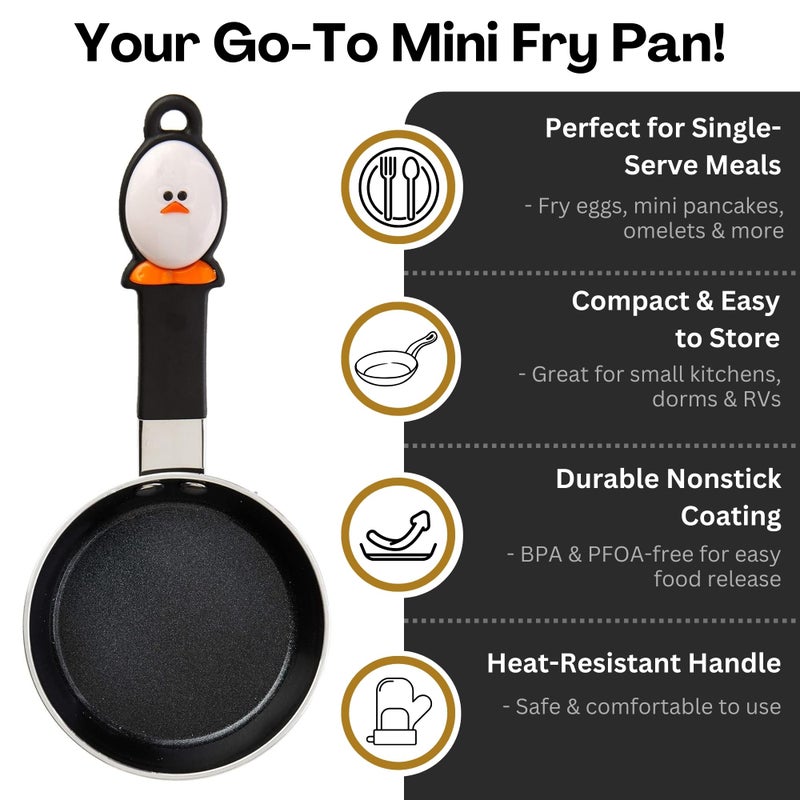 Joie Mini Nonstick Fry Pan – 4.5-Inch Nonstick Egg Pan with Heat-Resistant Handle, BPA & PFOA-Free, Compact & Easy to Store, Black - Image 2