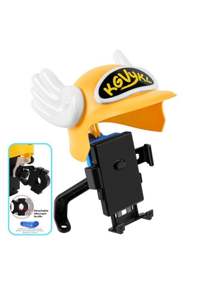 Electric Vehicle Mobile Phone Bracket Motorcycle Takeaway Mobile Phone Bracket Sunshade And Rainproof Mobile Phone Navigation Rack Special Mobile Phone Bracket-Color:Handle Horizontal Clause ☆ [send Small Yellow Cap]] - Image 1