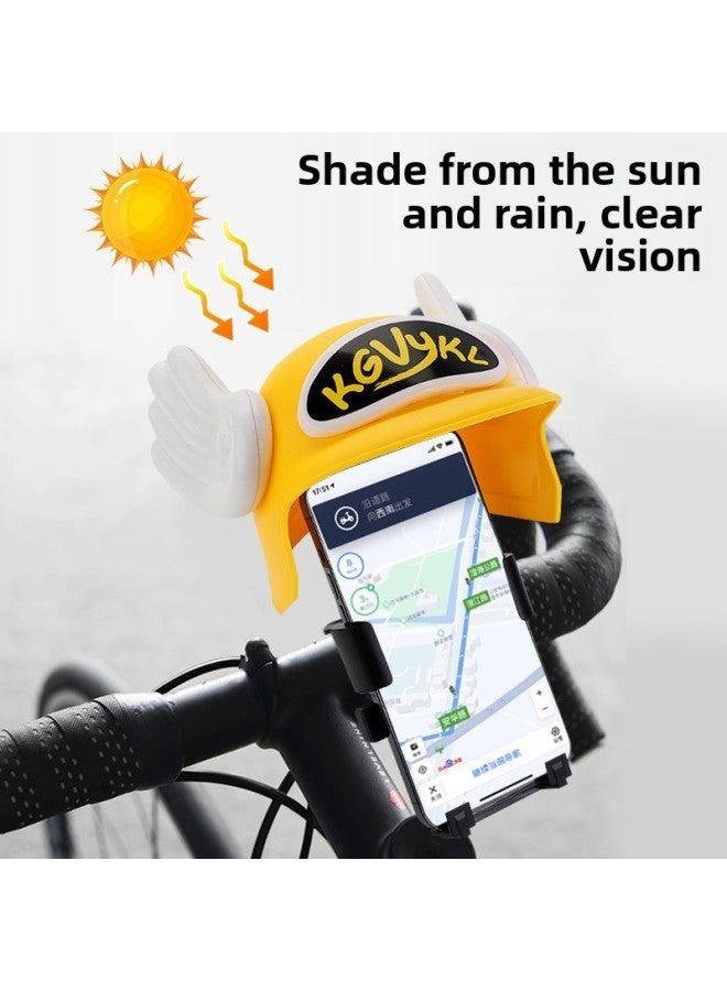 Electric Vehicle Mobile Phone Bracket Motorcycle Takeaway Mobile Phone Bracket Sunshade And Rainproof Mobile Phone Navigation Rack Special Mobile Phone Bracket-Color:Handle Horizontal Clause ☆ [send Small Yellow Cap]] - Image 3
