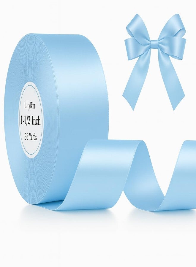 LilyRin Light Blue Ribbon 1-1/2 Inches 36 Yards Satin Roll Perfect for Art, Wedding, Wreath, Baby Shower, Packing Birthday, DIY Hair Accessories Scrapbooking Wrapping Christmas Other Projects Sky Color - Image 1