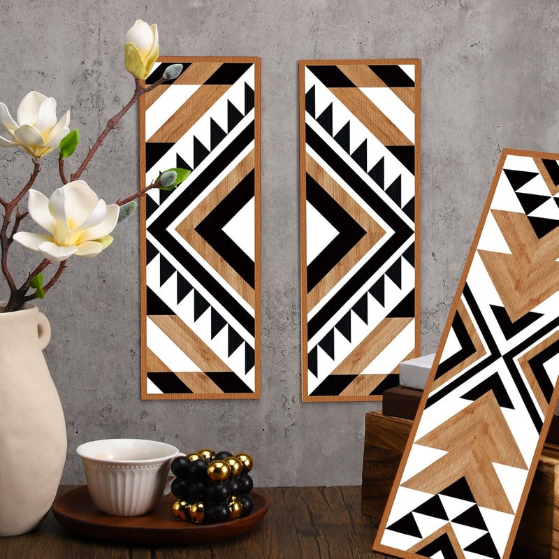 Tatuo 6 Pcs Farmhouse Southwest Home Wall Decor Frame Wall Hanging Boho Modern Abstract Art Prints Wooden Decorations for Bedroom Bathroom Apartment Mexican Farmhouse Wall Decor(Rectangle) - Image 4