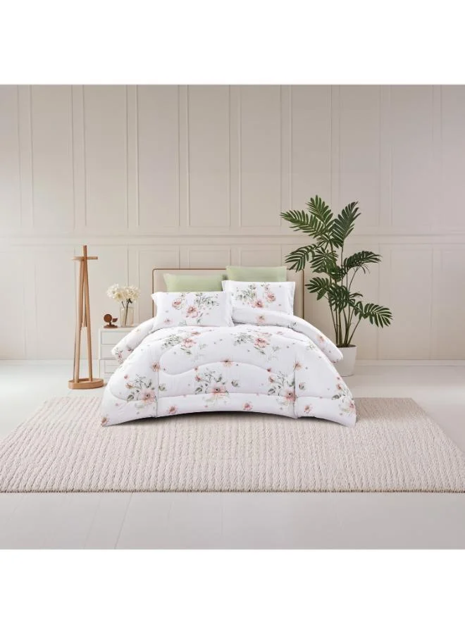 Unique Home Lifestyle Queen Floral Print 4 Piece Reversible Comforter Set - 170x240cms