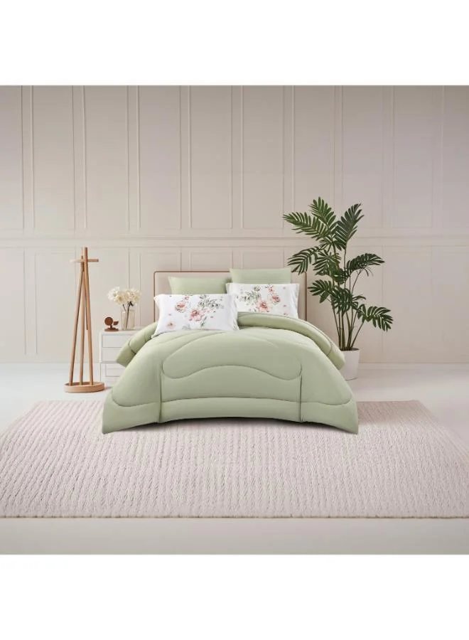 Unique Home Lifestyle Queen Floral Print 4 Piece Reversible Comforter Set - 170x240cms