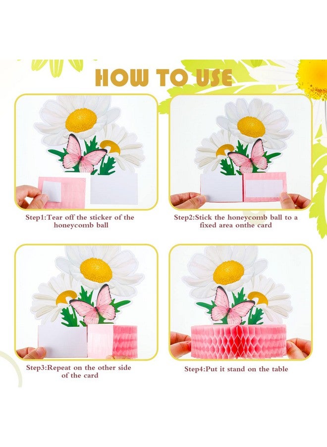 Hotop 9 Pcs Daisy Flower Birthday Party Decorations Daisy Butterfly Honeycomb Centerpieces 3D Centerpieces for Tables Pink Table Toppers Boho Groovy Party Decorations Girl Baby Shower - Image 3