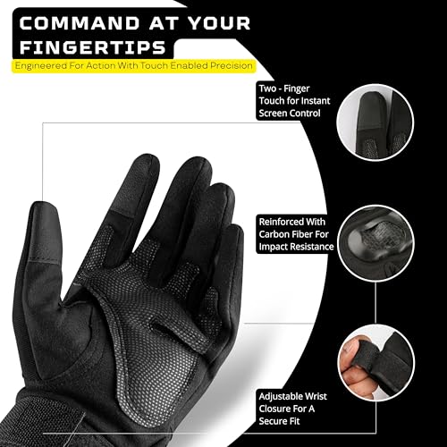 BADOWL GRIPTOR | Motorcycle Riding Gloves for Men and Women with Knuckle Protection | Touchscreen Compatible | Breathable | Anti-Slip | Full Finger Bike Gloves for All Seasons (Black, XL) - Image 4