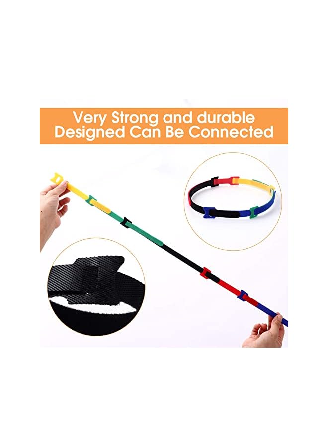 S-TOP 100PCS Reusable Cable Zip Ties, 8-inch &6-inch cord ties, Multi-Purpose Hook& Loop cable management | Adjustable Multicoloured Cords Organizer for Computer/Laptop/TV/Electronics - Image 2